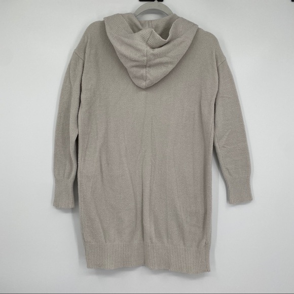 Dreamers Cardigan Sweater Soft Grey Open Front Ribbed Hooded Pocketed - Picture 6 of 9
